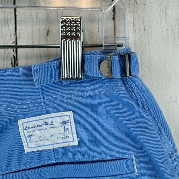VTG Lauren Ralph Lauren Blue Cotton Adjustable Waist Bermuda 7" Shorts Size 4 - Picture 8 of 12